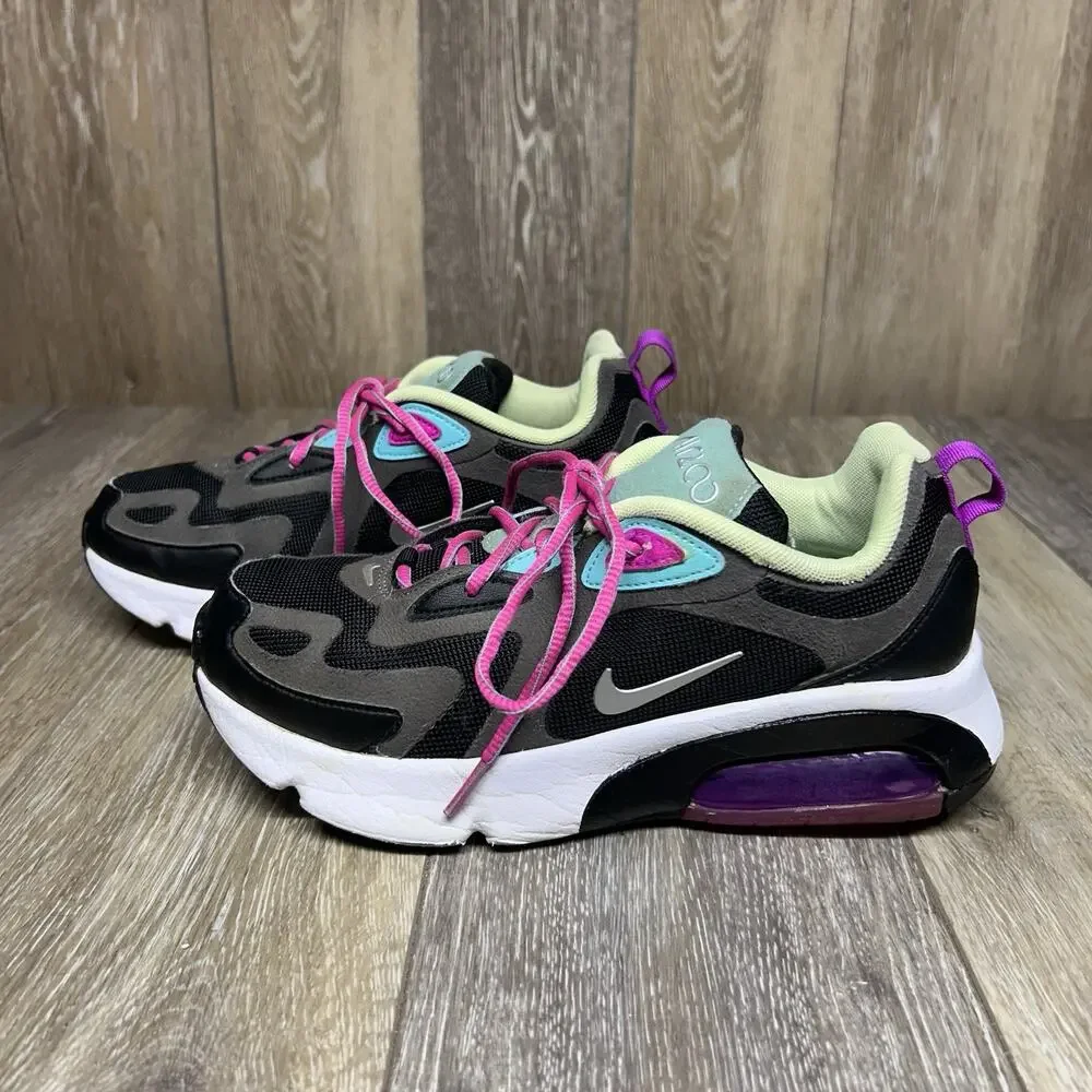 Nike Kids Youth US Size 6 Air Max 200 AT5627-004 Black Gray Pink Sneaker Shoes